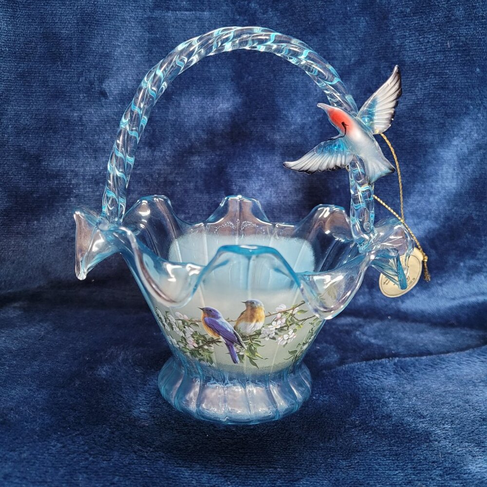 Hand-Blown Art Glass Basket